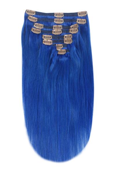 Clip in top hair extensions blue