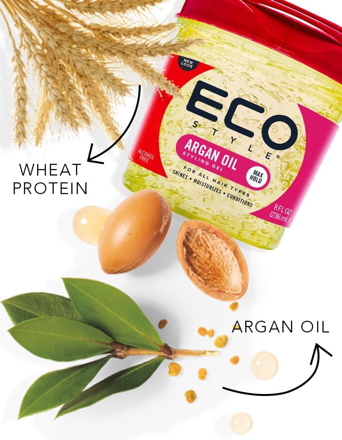 Eco Style Moroccan Argan Oil Hair Styling Gel, Nourish and Repair.