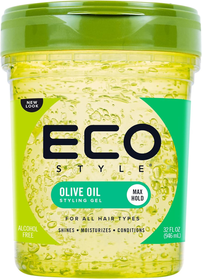 Eco Style Olive Oil Eco Styler Hair Gel, Hydrate and Style, Alcohol-Free, Green.