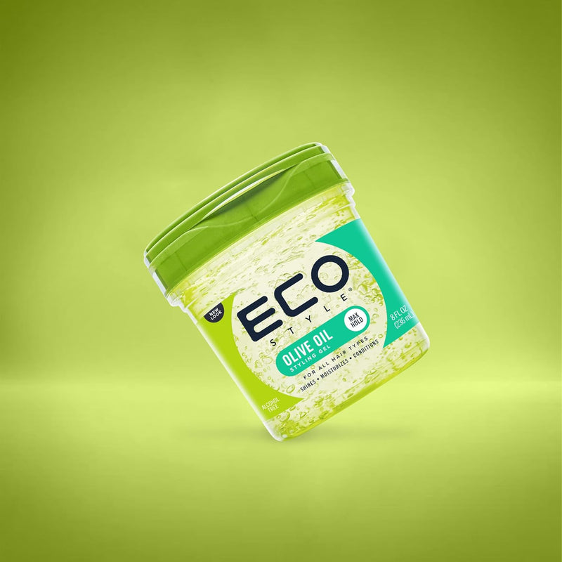 Eco Style Olive Oil Eco Styler Hair Gel, Hydrate and Style, Alcohol-Free, Green.