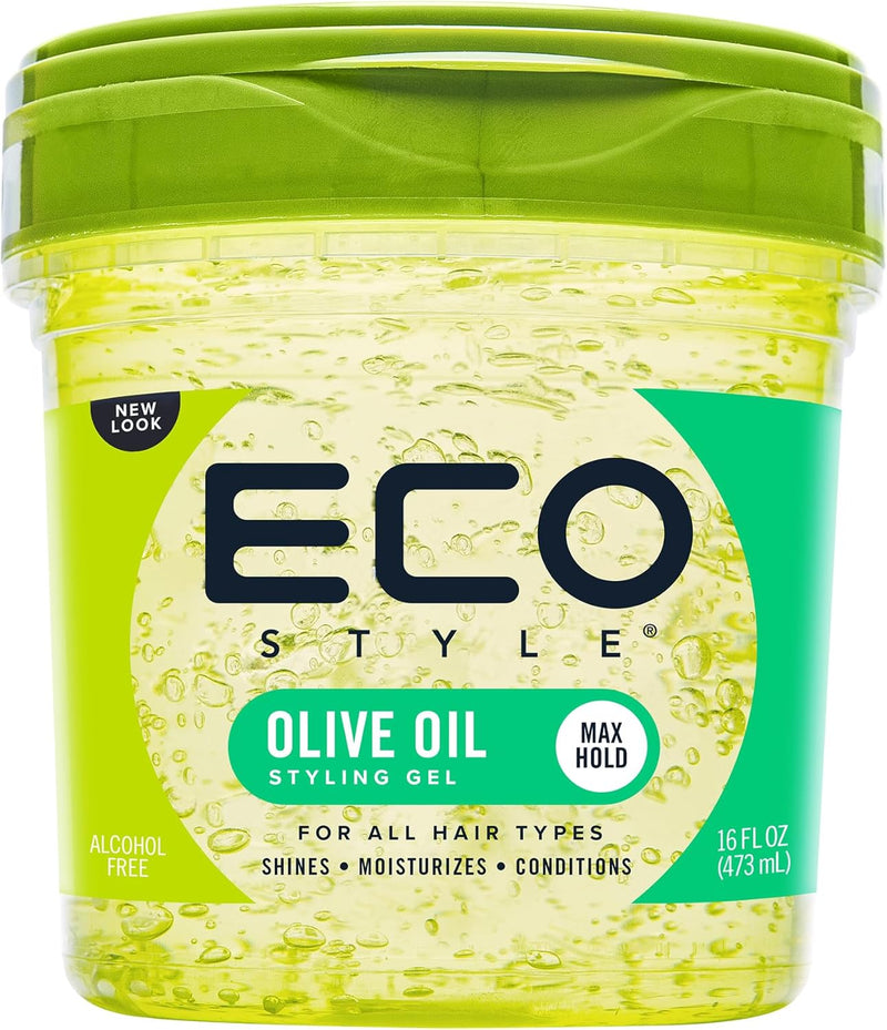 Eco Style Olive Oil Eco Styler Hair Gel, Hydrate and Style, Alcohol-Free, Green.