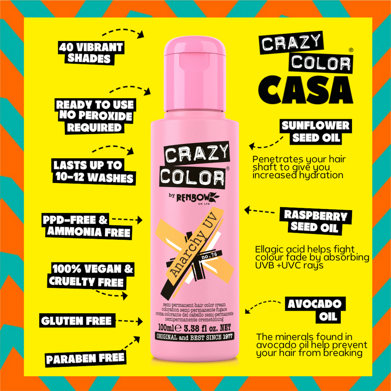 Crazy Color Semi Permanent Anarchy UV Hair Color 100ml (Pack Of 1).