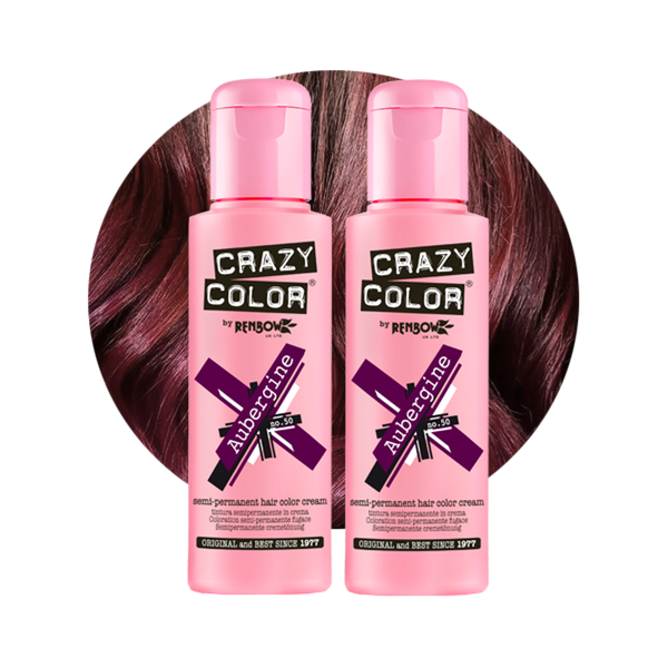 Crazy Color Semi Permanent Aubergine Hair Color 100ml (Pack Of 2).