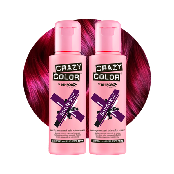 Crazy Color Semi Permanent Bordeaux Hair Color 100ml (Pack Of 2).