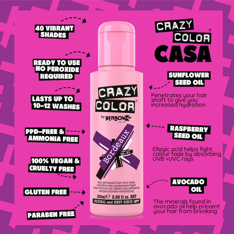 Crazy Color Semi Permanent Hair Color (Pack of 1)