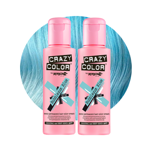 Crazy Color Semi Permanent Bubblegum Blue Hair Color 100ml (Pack Of 2).