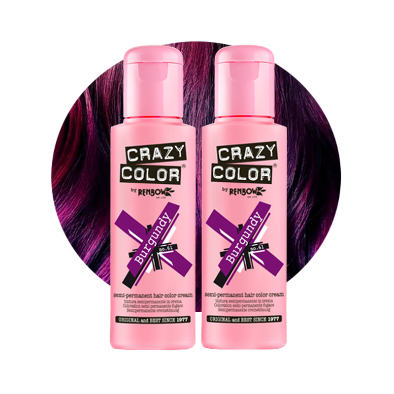 Crazy Color Semi Permanent Burgundy Hair Color 100ml (Pack Of 2).