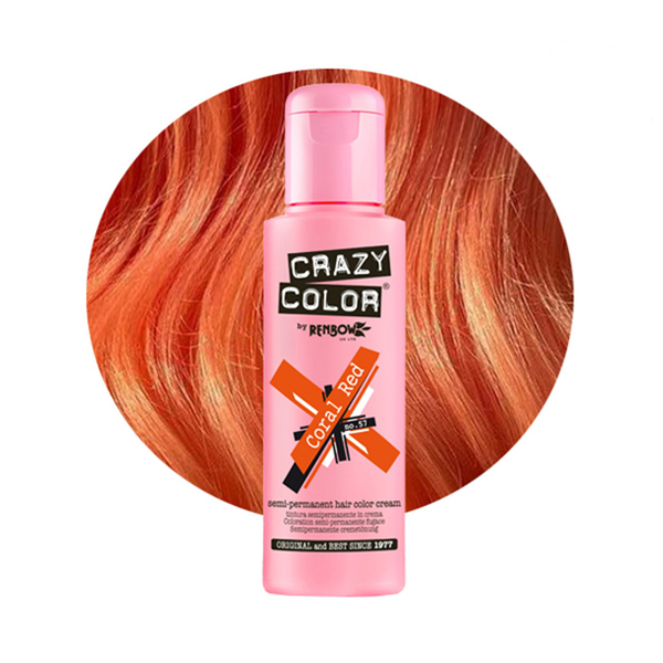 Crazy Color Semi Permanent Coral red Hair Color 100ml (Pack Of 1).