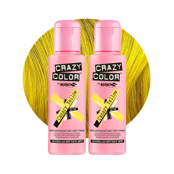 Crazy Color Semi Permanent Canary Yellow Hair Color 100ml (Pack Of 2).