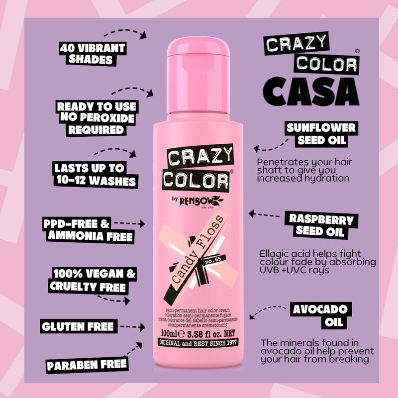 Crazy Color Semi Permanent Candy Floss Hair Color 100ml (Pack Of 1).