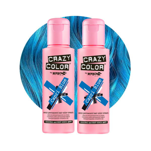 Crazy Color Semi Permanent Capri Blue Hair Color 100ml (Pack Of 2).