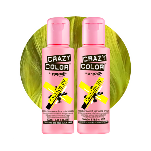 Crazy Color Semi Permanent Caution UV Hair Color Cream 100ml (Pack Of 2).