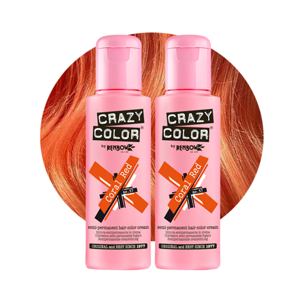 Crazy Color Semi Permanent Coral Red Hair Color 100ml (Pack Of 2).