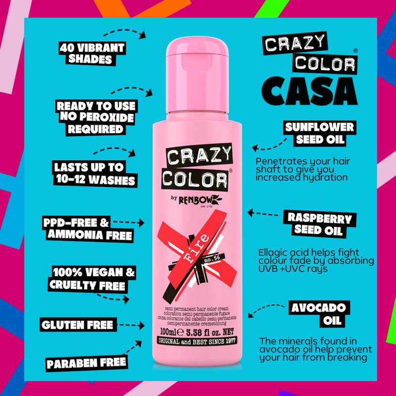 Crazy Color Semi Permanent Fire Hair Color 100ml (Pack Of 1).