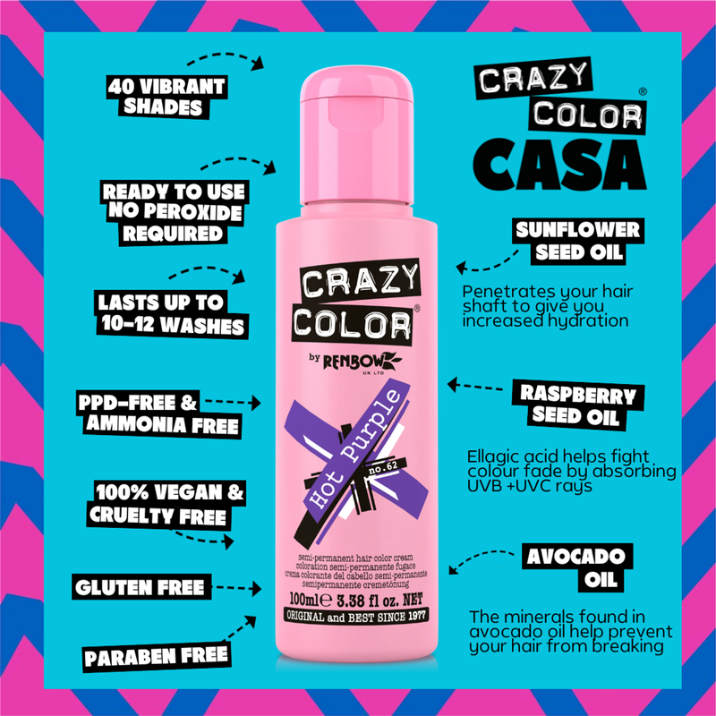 Crazy Color Semi Permanent Hair Color (Pack of 1)