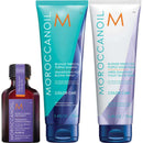Moroccanoil Blonde Perfecting Shampoo and Conditioner with Moroccanoil Treatment Purple