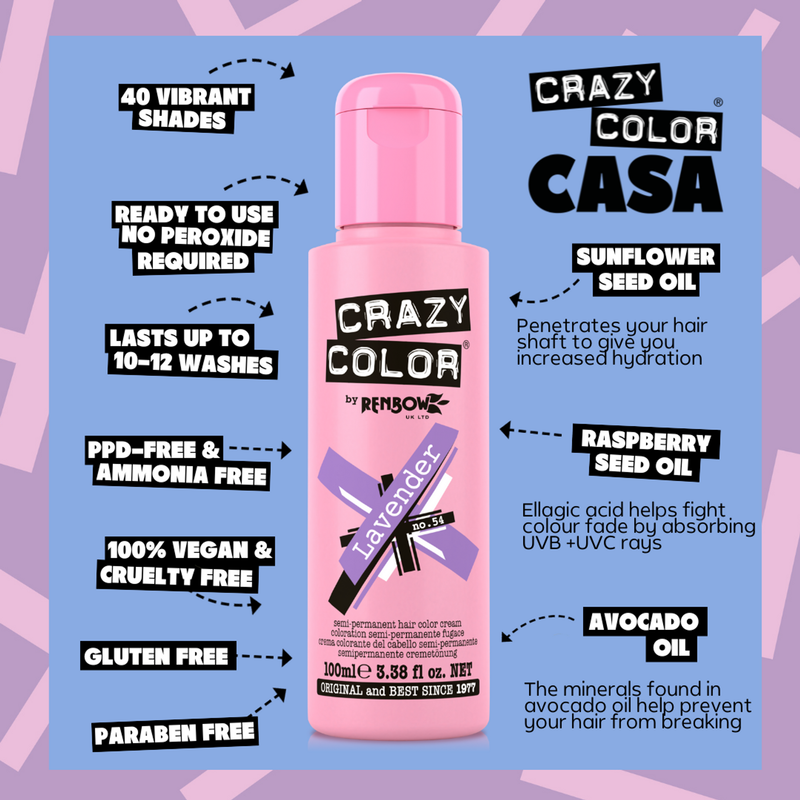 Crazy Color Semi Permanent Lavender Hair Color 100ml (Pack Of 1).