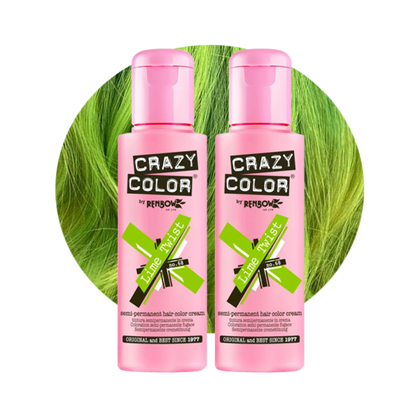 Crazy Color Semi Permanent Lime Twist Hair Color 100ml (Pack Of 2).