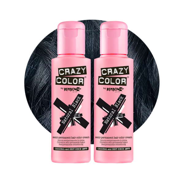 Crazy Color Semi Permanent Natural Black Hair Color Cream 100ml (Pack Of 2).