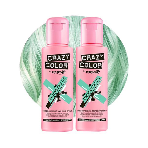 Crazy Color Semi Permanent Peppremint Hair Color Cream 100ml (Pack Of 2).