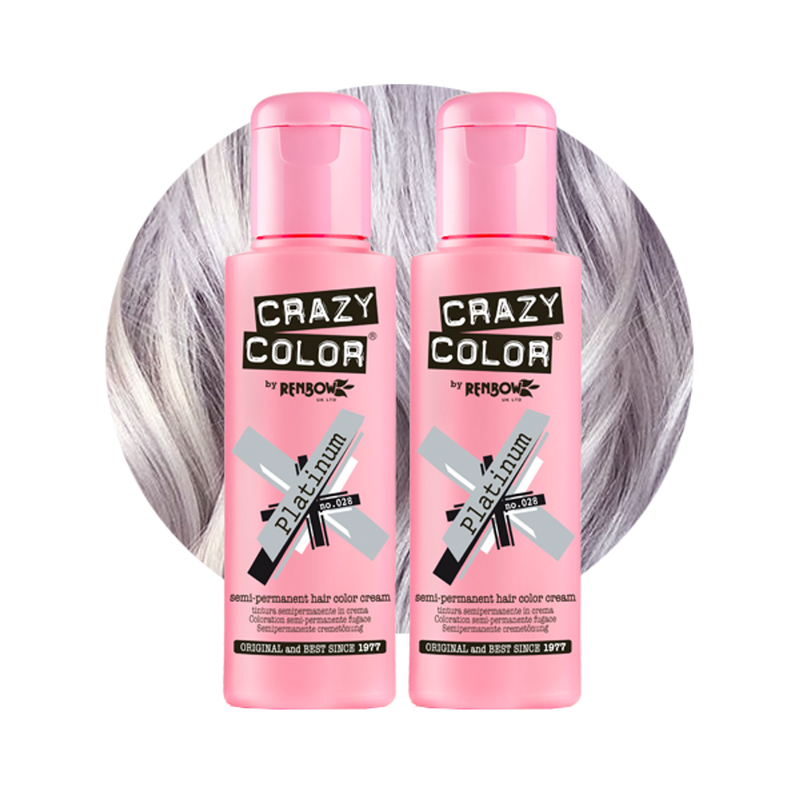 Crazy Color Semi Permanent Platinium Hair Color Cream 100ml (Pack Of 2).