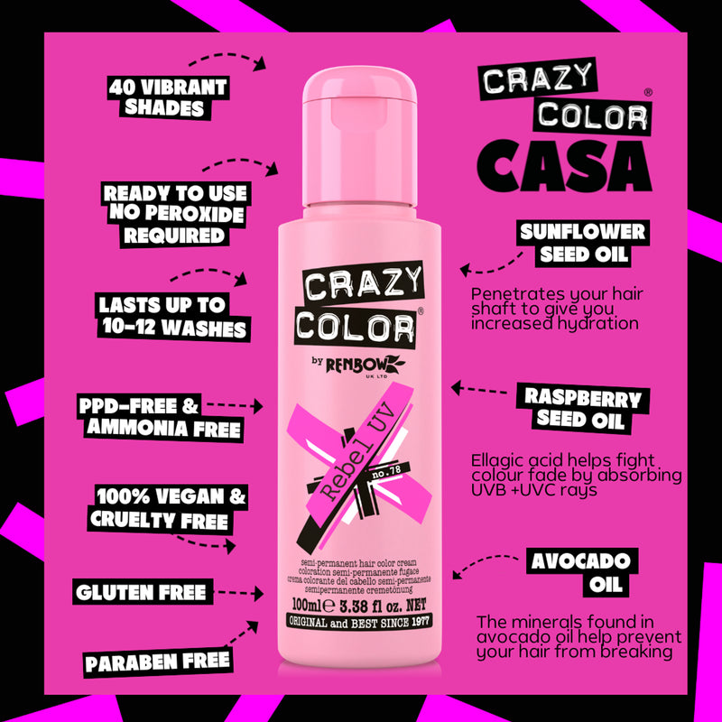 Crazy Color Semi Permanent Hair Color (Pack of 1)