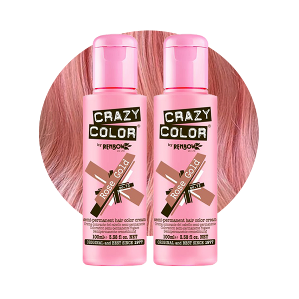 Crazy Color Semi Permanent Rose Gold Hair Color Cream 100ml (Pack Of 2).