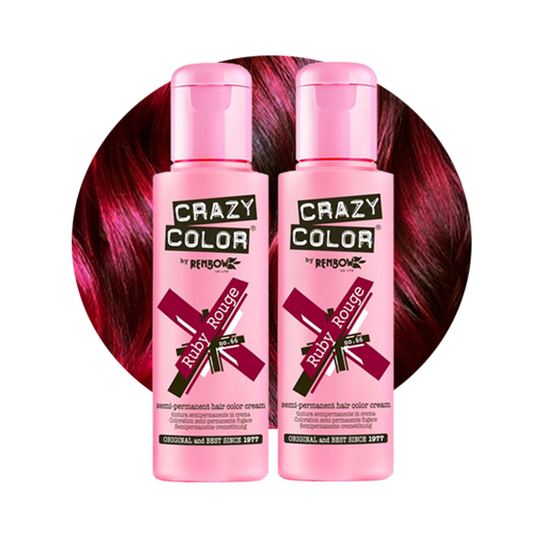 Crazy Color Semi Permanent Ruby Rouge Hair Color 100ml (Pack Of 2).