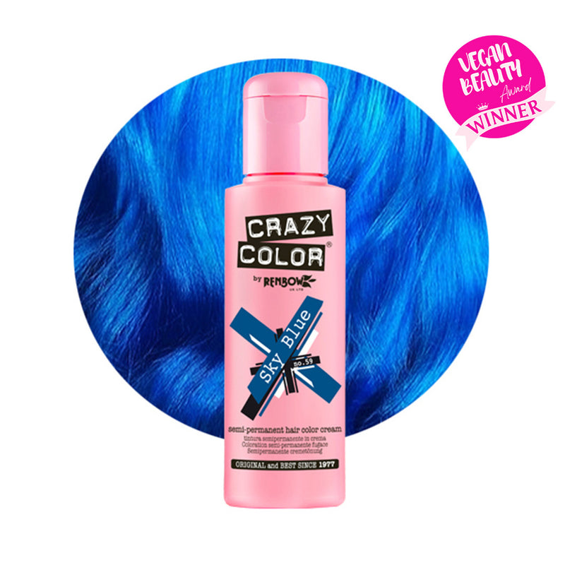 Crazy Color Semi Permanent sky blue Hair Color 100ml (Pack Of 1).