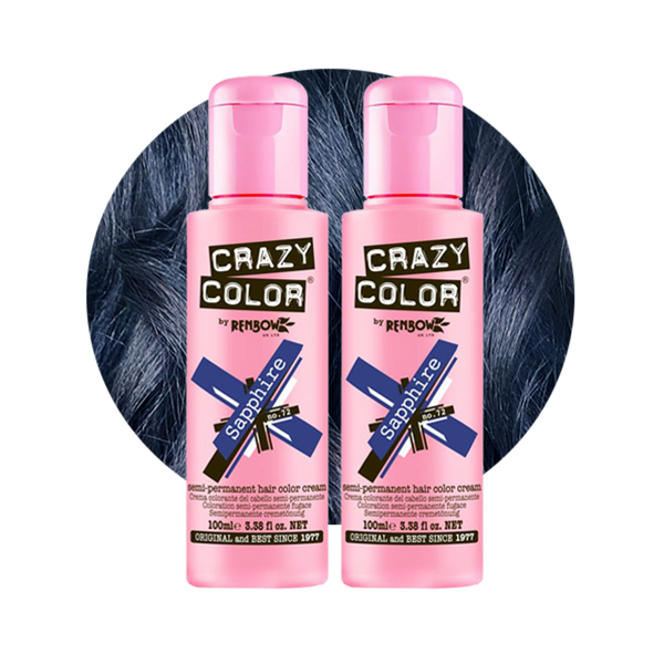 Crazy Color Semi Permanent Sapphire Hair Color Cream 100ml (Pack Of 2).