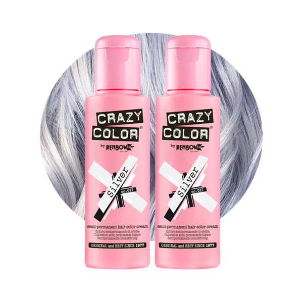 Crazy Color Semi Permanent Silver Hair Color Cream 100ml (Pack Of 2).