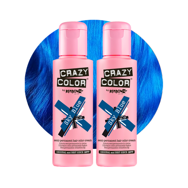 Crazy Color Semi Permanent Sky Blue Hair Color 100ml (Pack Of 2).