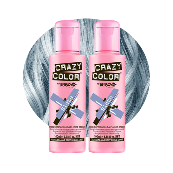 Crazy Color Semi Permanent Slate Hair Color Cream 100ml (Pack Of 2).