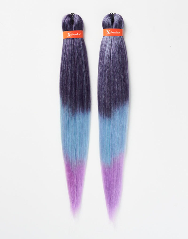 X-pression Pre-Stretched Braiding Hair Smooth, Lightweight & Ready to Style, 46" 160g (Colour T3/OM/Blue Lavender).