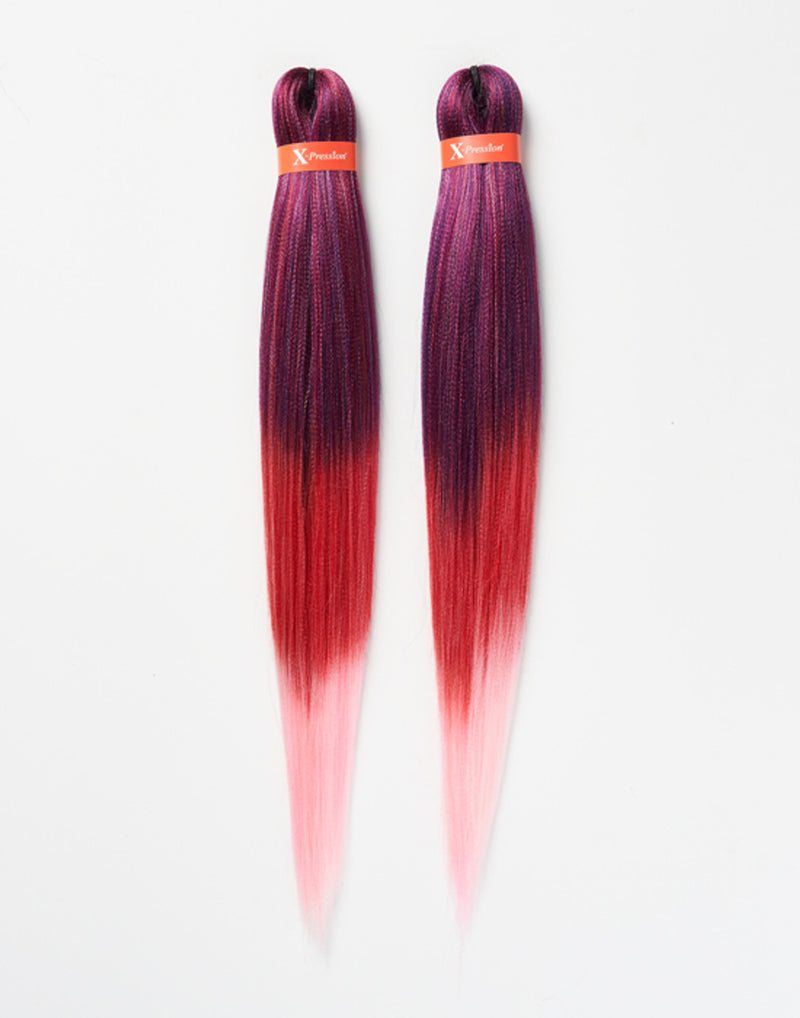 X-pression Pre-Stretched Braiding Hair Smooth, Lightweight & Ready to Style, 46" 160g (Colour T3/OM/Candy Pink).