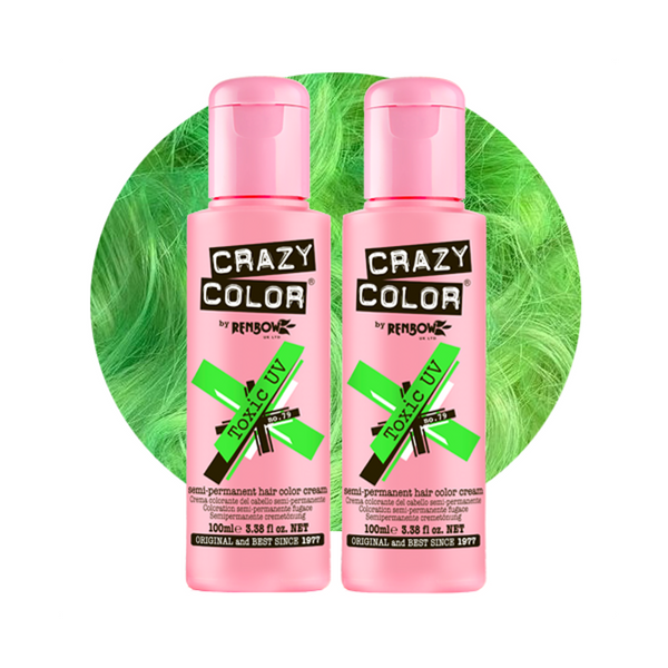 Crazy Color Semi Permanent Toxic UV Hair Color Cream 100ml (Pack Of 2).