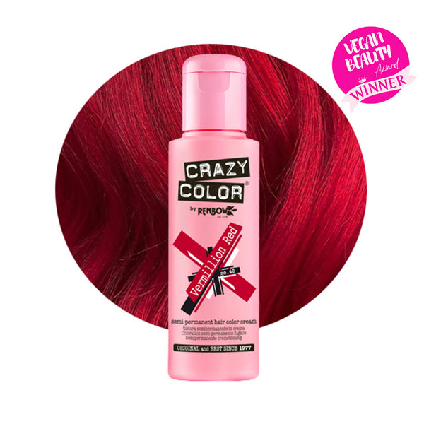 Crazy Color Semi Permanent Vermillion Red Hair Color 100ml (Pack Of 1).