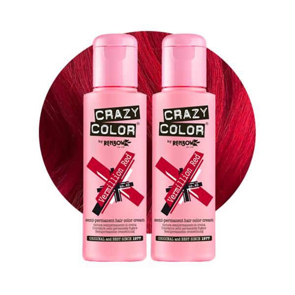 Crazy Color Semi Permanent Vermillion Red Hair Color 100ml (Pack Of 2).