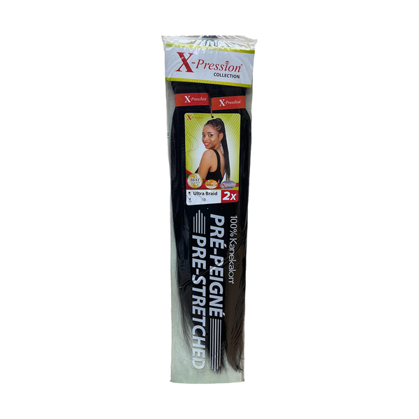 X-pression Pre-Stretched Braiding Hair Smooth, Lightweight & Ready to Style, 46" 160g (Colour 1B).