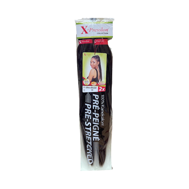 X-pression Pre-Stretched Braiding Hair Smooth, Lightweight & Ready to Style, 46" 160g (Colour 33).