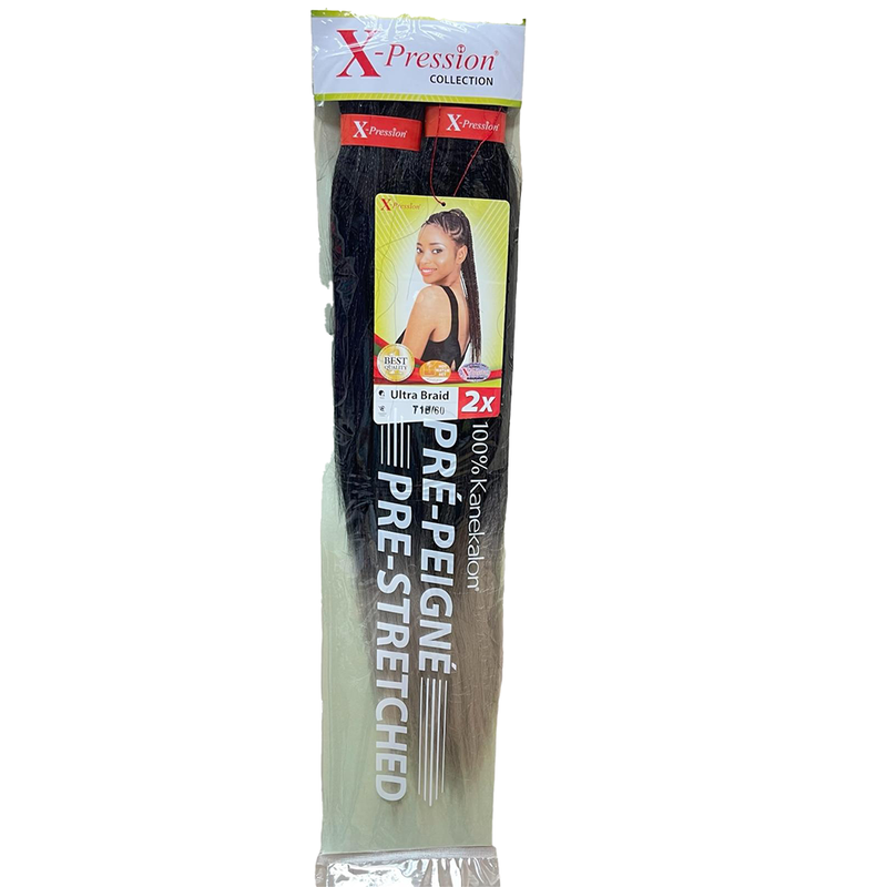 X-pression Pre-Stretched Braiding Hair Smooth, Lightweight & Ready to Style, 46" 160g (Colour T1B/60)