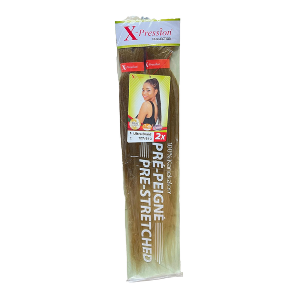 X-pression Pre-Stretched Braiding Hair Smooth, Lightweight & Ready to Style, 46" 160g (Colour T27/613).