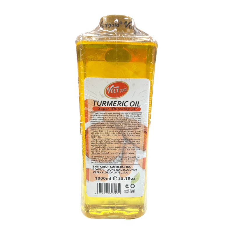 VeetGold Turmeric Super Whitening Oil: Achieve Radiant Skin with 100% Essential Oils – 1000ML.