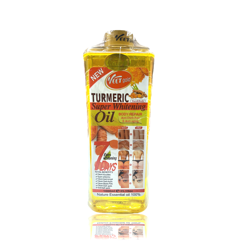 VeetGold Turmeric Super Whitening Oil: Achieve Radiant Skin with 100% Essential Oils – 1000ML.