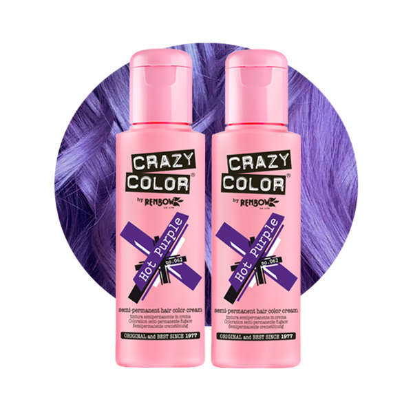 Crazy Color Semi Permanent Hot Purple Hair Color 100ml (Pack Of 2).