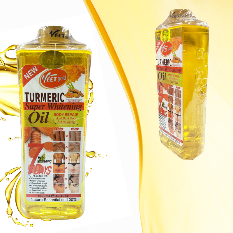 VeetGold Turmeric Super Whitening Oil: Achieve Radiant Skin with 100% Essential Oils – 1000ML.