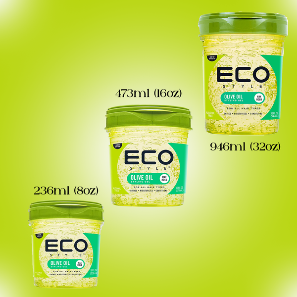 Eco Style Olive Oil Eco Styler Hair Gel, Hydrate and Style, Alcohol-Free, Green.