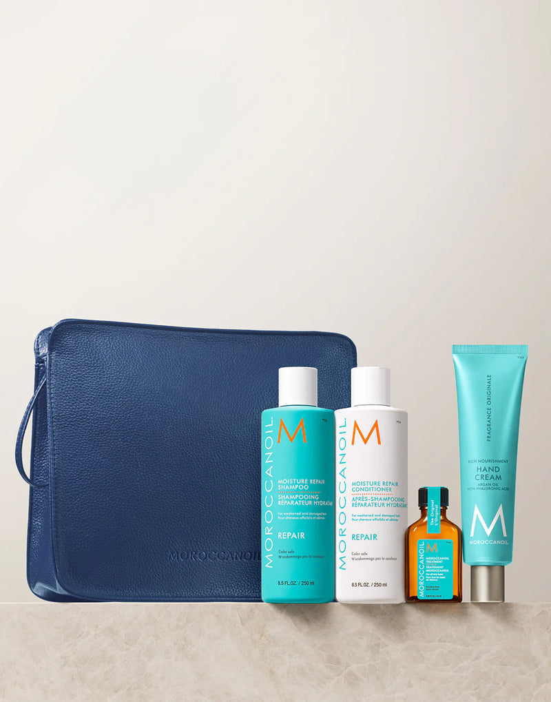 Morocanoil Repair Gift Set For Christmas - Moisture Repair Conditioner 250ml, Moisture Repair Shampoo 250ml, Hand Cream 100ml, Morocan Treatment Oil 25ml.