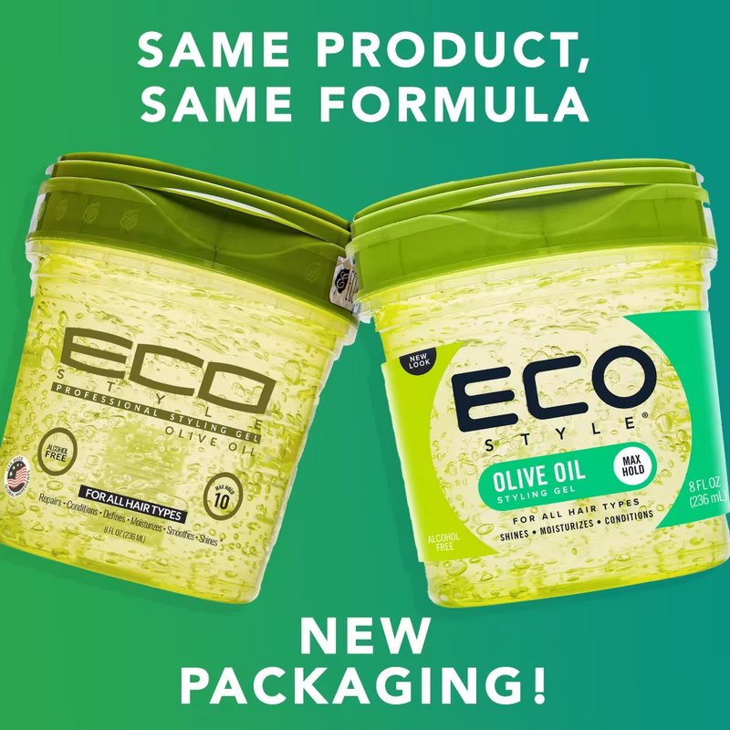 Eco Style Olive Oil Eco Styler Hair Gel, Hydrate and Style, Alcohol-Free, Green.