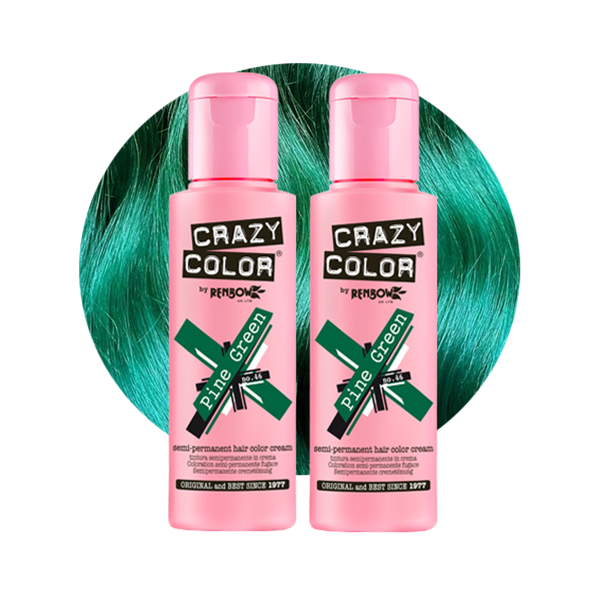 Crazy Color Semi Permanent Pine Green Hair Color 100ml (Pack Of 2).